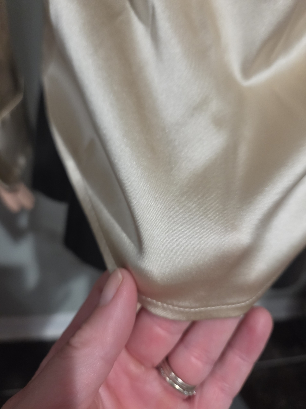 Ann Taylor Champagne Satin Gathered Button Down Blouse Size 10 NWT - Picture 10 of 16